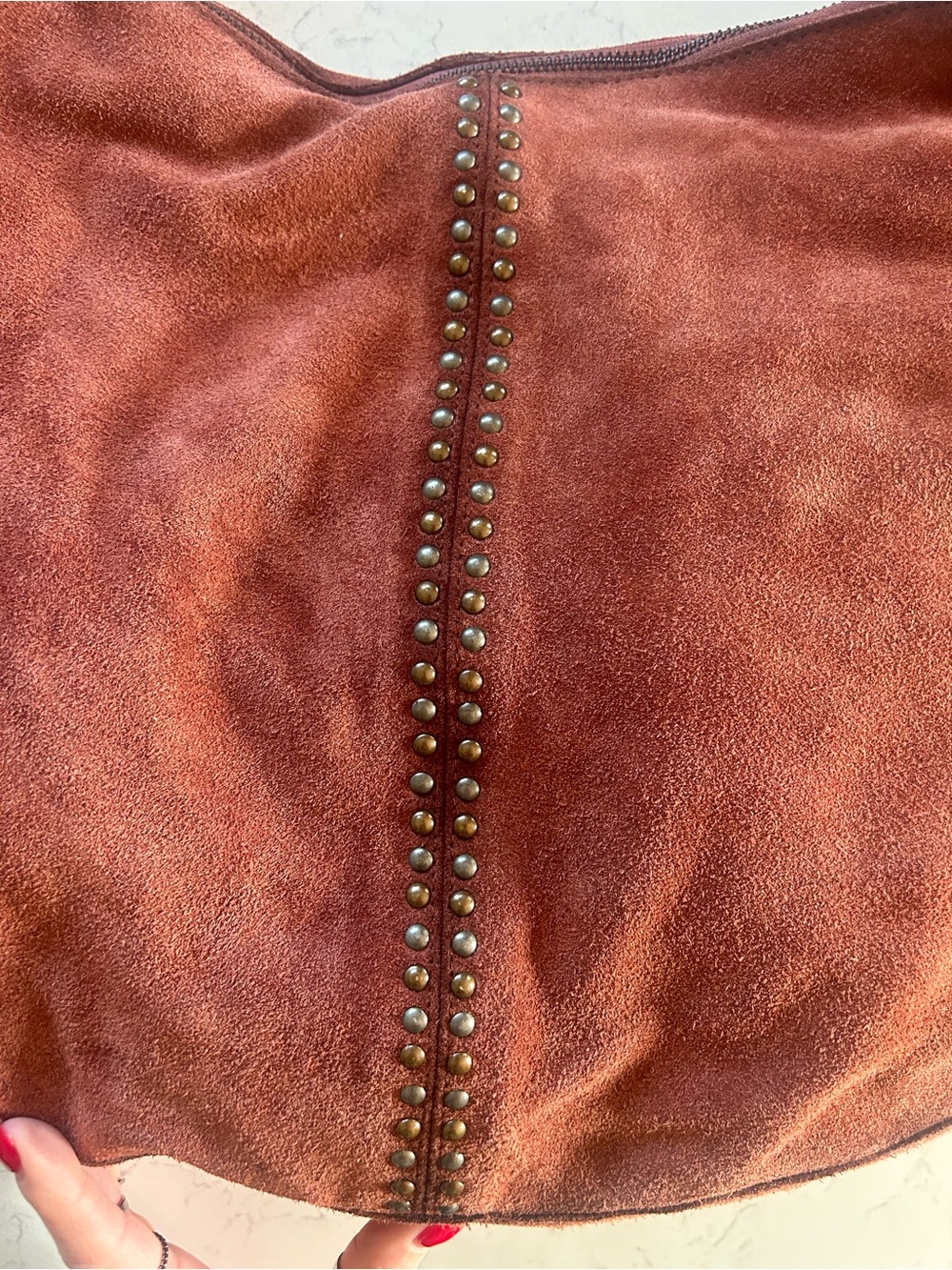 Free People Serengeti Suede Slouchy Hobo Tote in Brick - Picture 5 of 16